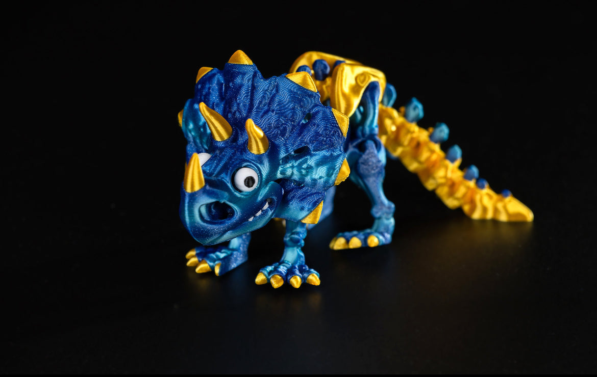 Flexi Triceratops Skeleton with Eyes - 3D Printed