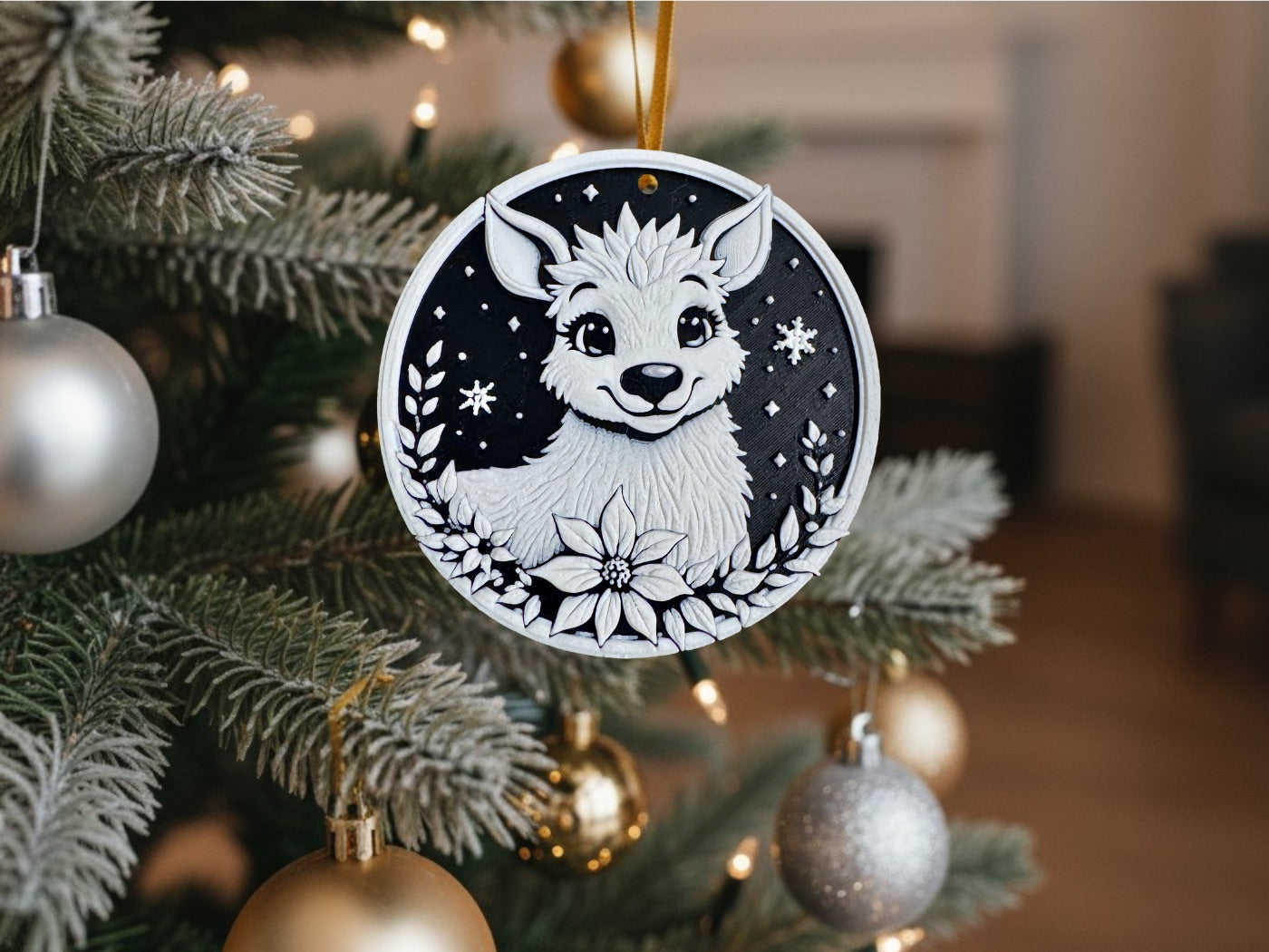 Christmas Ornaments – 3D Printed Black & White Holiday Collection