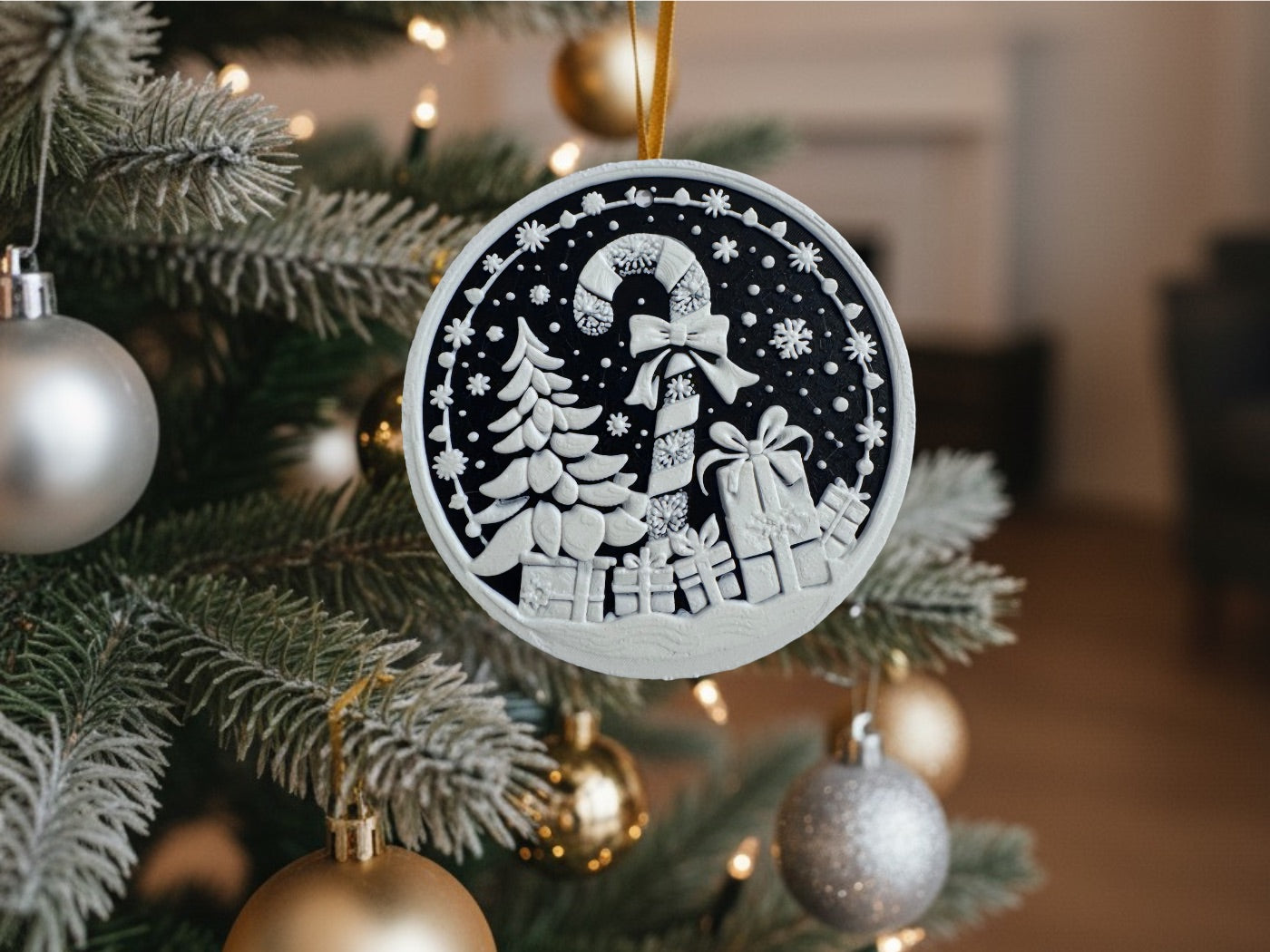 Christmas Ornaments – 3D Printed Black & White Holiday Collection