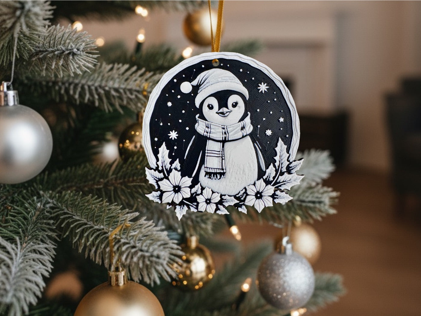 Christmas Ornaments – 3D Printed Black & White Holiday Collection