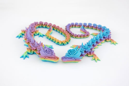 Rose Dragon – 3D Printed Articulated Fantasy Toy – Poseable Dragon Figurine Gift for Collectors & Fantasy Fans