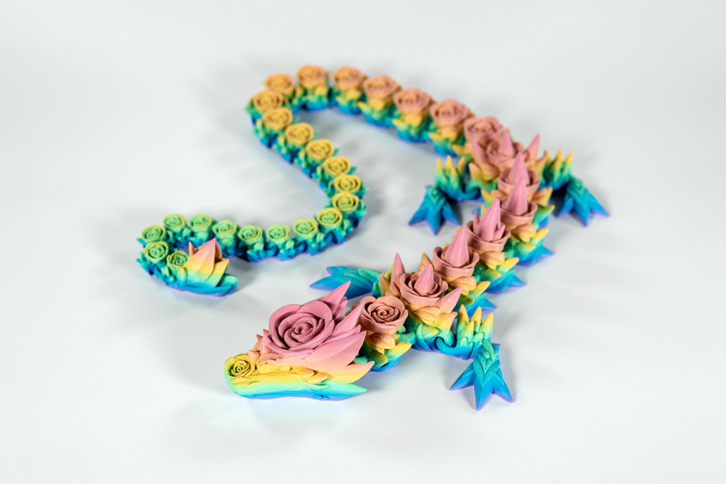 Rose Dragon – 3D Printed Articulated Fantasy Toy – Poseable Dragon Figurine Gift for Collectors & Fantasy Fans