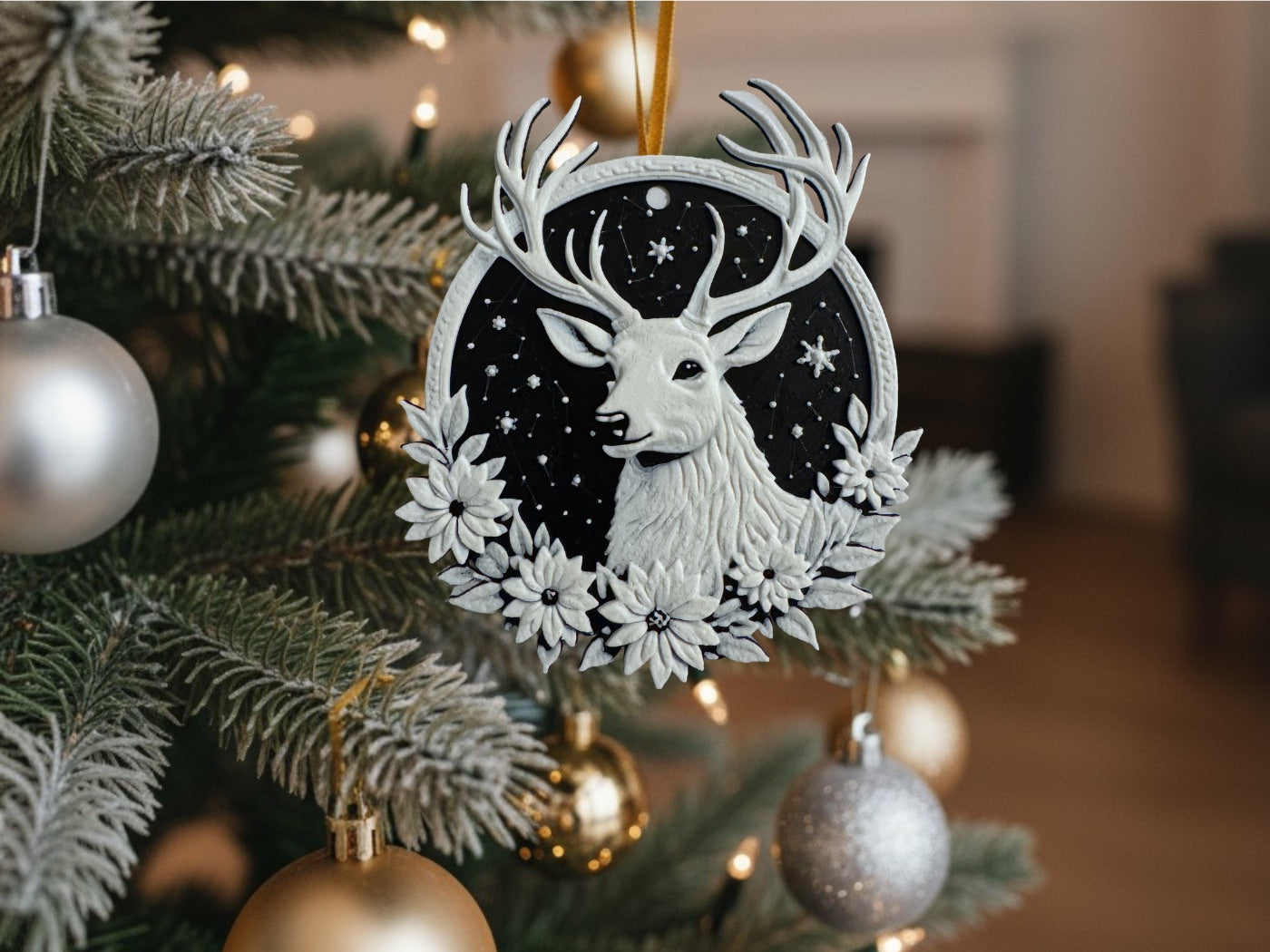 Christmas Ornaments – 3D Printed Black & White Holiday Collection