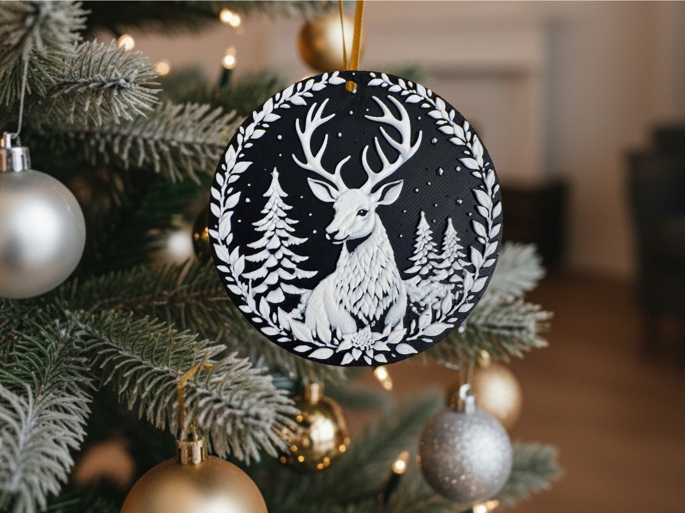 Christmas Ornaments – 3D Printed Black & White Holiday Collection